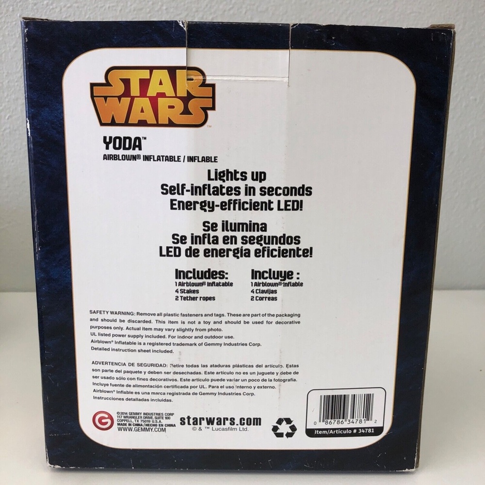 Disney Star Wars Yoda Airblown Inflatable Christmas Yard Decoration 3.5 ft. - Picture 2 of 3